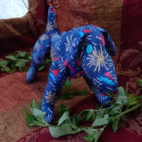 Handmade Plush Dog "Fireworks" Large - Picture 4 of 9